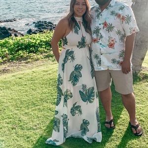 Palm open back dress